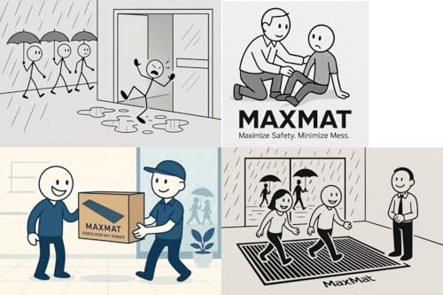 MaxMat® Extra Large Commercial Floor Mat, 3 x 5 Feet Rubber Border Heavy Duty Made in USA Commercial Door Mat, Waterproof, Low-Profile, Easy to Clean, Rubber Entry Mudroom Rug (Charcoal Grey)