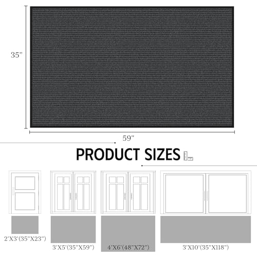 EZ2LIVE Front Door Mat, 3' x 5' Heavy Duty Door Mat Outside Entrance, Non-Slip Welcome Mat, Absorbent & Dirt Resistant, Low Profile Large Door Mats, Commercial Rugs for Entryway Indoor Outdoor, Grey
