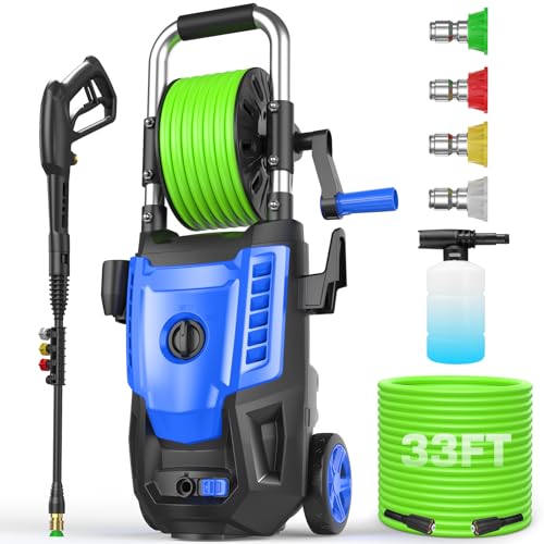 Pressure Washer 4800PSI, 4.0GPM Portable Power Washer with Foam Cannon,4 Nozzles,33FT Hose and Soap Bottle,Car Wash Machine/Car/Driveway/Patio Clean,Blue