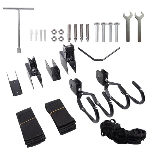 SYDSZ Ladder Storage Ceiling Hoist – Garage Pulley Lift System for Ladder Carrier Fits Garage or Shed with 125lb