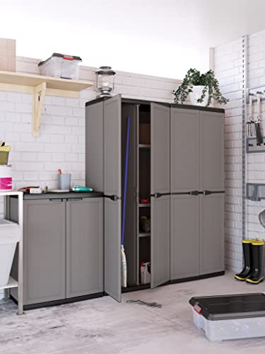 Keter 'Kis Jolly Utility Plastic Cupboard, 1 Piece, Dark Grey/Black, 9734000 0444 01