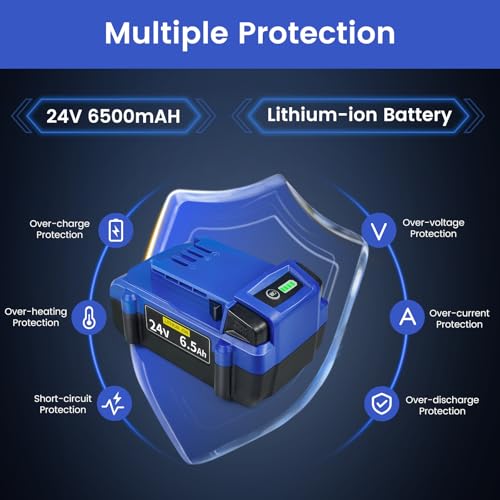 eJiasu Battery Replacement for Kobalt 24V: 6.5Ah Lithium ion for 24-Volt Max Battery KB624-03 KB524-03 KB424-03 KB224-03 KB124-03 Compatible with All Kobalt 24 V Cordless Power Tool 2 Packs