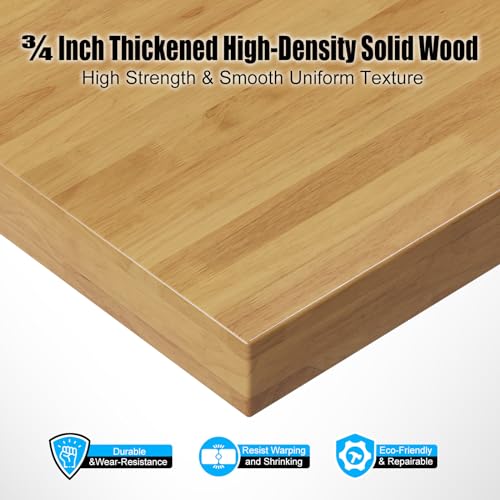 60” Heavy-Duty Solid Wood Work Bench Work Table with Wheels, Adjustable Height Portable Workbench with Power Outlets, 3000 Lbs Capacity Workstation for Garage, Workshop
