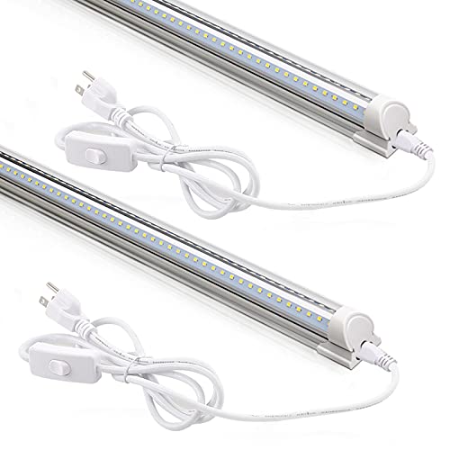 Barrina LED Shop Lights 2FT, 20W 3000LM 5000K, T8 LED Light Fixture, Clear Cover, Ceiling and Utility Shop Light, Linkable Tube Lights for Room, Garage, Workbench, Warehouse, 2 Packs