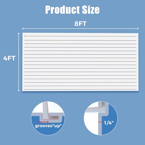 Slat Wall Paneling for Garage, 8ft x 4ft PVC Garage Storage System, Slatwall Panels Power Tool Organizer Wall Mount, Durable Slatwall Panels for Heavy Duty Organization