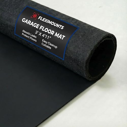FLEXIMOUNTS 4'11" x 3' Garage Floor Mat Oil Spill Mat, Waterproof Garage Flooring for Cars & SUVs,Absorbent, Slip-Resistant, Quick Dry Carpet Fabric