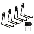 CRXCRC Garage Hooks, 4 Pack 7.7inch Large Square Wall Hooks for Hanging Heavy Duty Ladders, Bikes, Tools Ideal for Garage, Garden, Basement Utility Room Storage (Black)