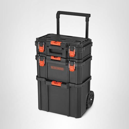 beyond by BLACK+DECKER BLACK+DECKER BDST60500APB Stackable Storage System - 3 Piece Set (Small, Deep Toolbox, and Rolling Tote)