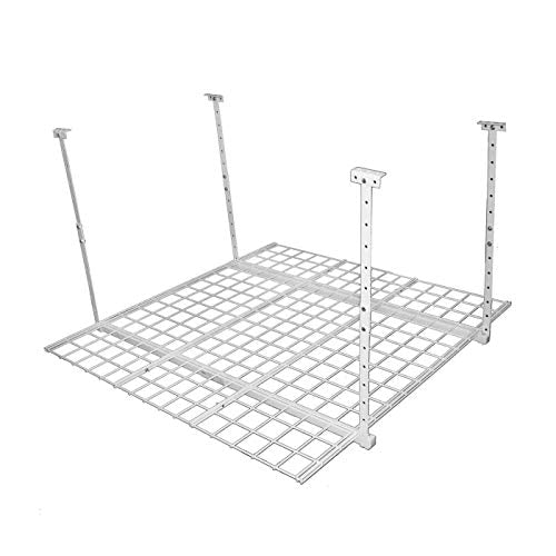 HyLoft Overhead adjustable Garage Storage Rack,Heavy Duty Steel Garage Storage System, 45-Inch x 45-Inch, White