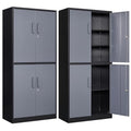 Letaya Metal Storage Cabinets with Lock Door and Shelves, Steel Garage Tool Cabinets for Home,Office, Warehouse,Lockers(71"-Black Gray)