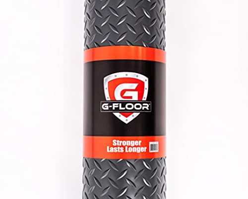 G-Floor Lite Diamond Tread Pattern Slate Grey Vinyl Rollout Garage Flooring Protector Mat for the Garage and Beyond - 7'6" x 14' Size