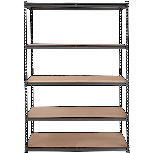 VEVOR Storage Shelving Unit, 5-Tier Adjustable, 2000 lbs Capacity, Heavy Duty Garage Shelves Metal Organizer Utility Rack, Black, 48" L x 18" W x 72" H for Kitchen Pantry Basement Bathroom Laundry