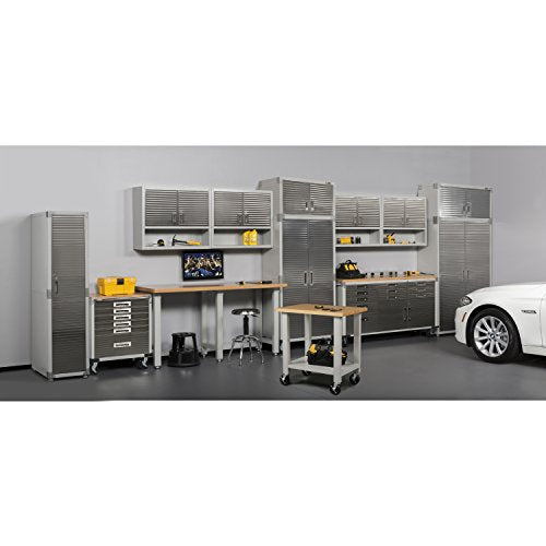 Seville Classics UltraHD Heavy Duty Mega Solid Steel Metal 2-Door Lockable Stacker Wall Storage, Cabinet Organizer for Garage, Warehouse, Office, Classroom, Granite, 48" W X 24" D X 18.5" H