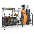 WALMANN Golf Bag Storage Rack with Wheels, Rolling Sports Equipment Organizer, Large Capacity Garage Storage Cart for Balls, Golf Bags