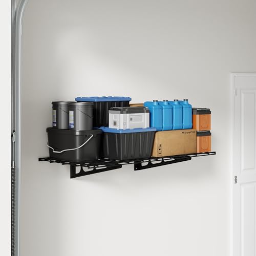 FLEXIMOUNTS 2x3 ft Garage Wall Shelving, Heavy Duty Garage Storage Rack 1-Pack, Holds Up to 200 lbs, Ideal for Organizing and Storing Storage Bins, Black, Classic Series