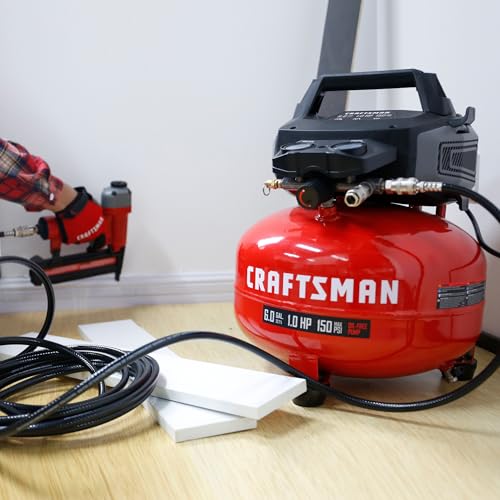 CRAFTSMAN 6 Gallon Pancake Air Compressor, Portable Oil-Free, 150 PSI, 2.6 SCFM @ 90 PSI, with 10-Piece Accessory Kit, Model CMXECXA0210641B