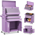 Brightpeak 8-Drawer Rolling Tool Chest – Heavy-Duty Steel Tool Cabinet with Detachable Top Box & Locking Wheels – Secure 2-in-1 Garage Workshop Storage, Tool Organizer(Purple)