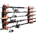 Hikeen Fishing Rod Holders, Fishing Pole Holders for Garage, Wall or Ceiling Mounted Fishing Rod Rack Holds Up to 10 Rods（1 Pack）
