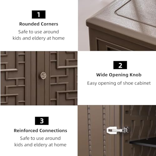 ZZM HDPE Outdoor Storage Shed, Outdoor Plastic Storage Cabinet, Horizontal Resin Tool Shed for Garden, All Weather Outdoor Storage Clearance, DIY Usage, with one Shelf (Coffee)