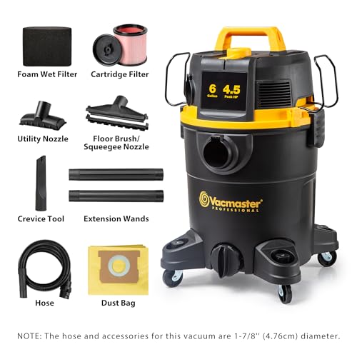 Vacmaster Professional 6 Gallon 4.5 Peak HP Wet/Dry Vacuum with Self-Cleaning Filter System - VDK611PF 0201