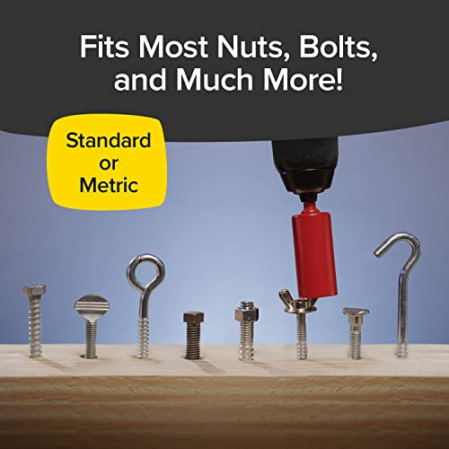 Red Dog Socket w/Drill Adapter, Fits Most Nuts & Bolts, Use with Socket Wrenches & Power Drills, Steel Rods Form Any Shape, Standard or Metric, 2 In.