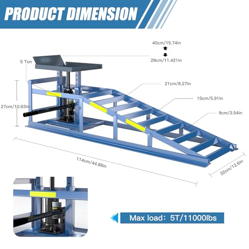 2 Heavy-Duty Car Ramps, 5-Ton (5000 kg) Capacity,with Reflective Strip