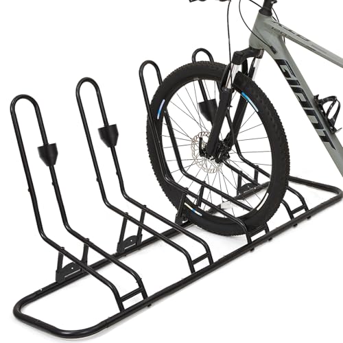 Kingarage 4 Floor Bike Rack, Safeguard Disc Brakes & Derailleurs Design, Waterproof Bicycle Stand Indoor/Outdoor/Garage Use, Fits 12"-29" Tires, Upgraded 0.63" Steel Tubes for Stability