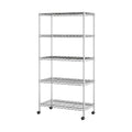 Seville Classics 5-Tier Wire Shelving with Wheels, 5-Tier, 30"" W x 14"" D (NEW MODEL), Chrome Plating, Plated Steel