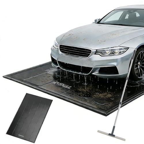 RVSNAIL Garage Floor Mat, 7'9''x18' Heavy Duty 1.2inch Thick Containment Mats, Waterproof PVC Matwith High Elastic Sponge Column, Non-Slip Surface, Parking Mat with a Squeegee