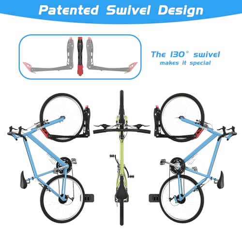 WALMANN BIKEPAL No Lifting Wall Mount Swivel Bike Rack, Vertical Bike Wall Hangers for Garage Space Saving Bike Storage Solution(2 Pack)