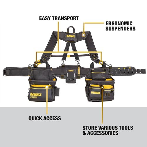 DEWALT Professional Tool Belt Organizer With Suspenders and 25 Pockets, Heavy Duty Construction (DWST540602)