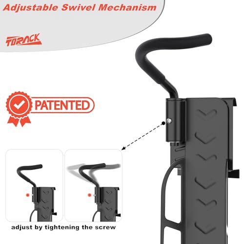 TORACK Wall-mounted Swivel Bike Rack, Garage Vertical Bike Storage Hangers for 5 Bikes Rotating Bike Storage Hooks
