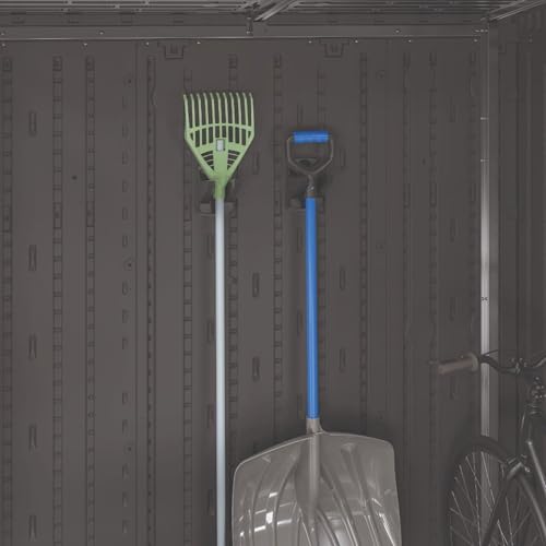 Suncast 4 Pack Wall Mount Hook Tool Organizer, Outdoor Rack System for Garage Storage, Closet, Shed, or Cleaning Organization, Black
