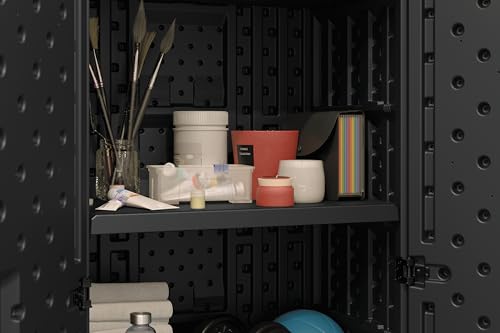 Suncast 28" Add-On Storage Cabinet Shelf for Tall Garage Storage Cabinets (BMC3600, BMC7200), Modular Shelving, 18" Deep, Steel Reinforced, 50lb Capacity, Black