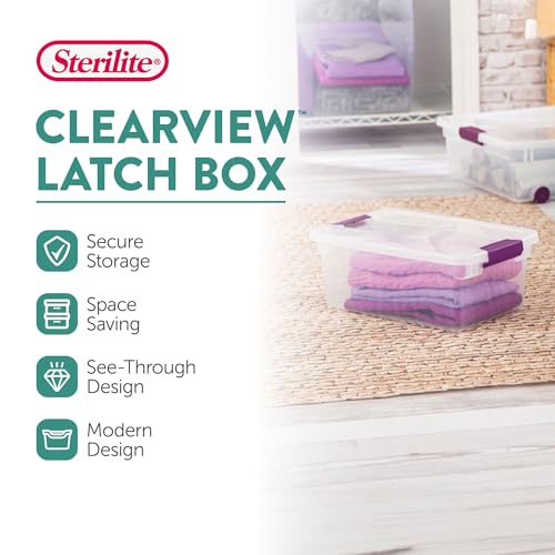 Sterilite 24-Pack ClearView Latch Box, Stackable Storage Organizer Bins for Home, 15 Quart
