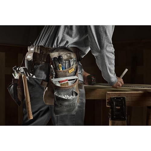 DEWALT Leather Tool Belt Organizer with 18 Pockets, Heavy Duty Construction (DWST550113)