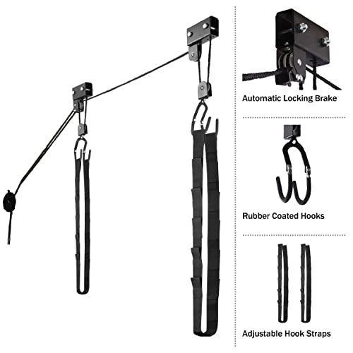Kayak Storage Hoist - Overhead Pulley System with 125lb Capacity for Canoes, Bikes, Ladders, and More - for up to 12-Foot Ceilings by Rad Sportz