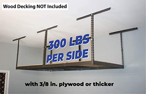 MonsterRax 4x8 Overhead Garage Storage Rack Frame Kit - Hanging Storage Shelves, Garage Ceiling Storage Rack System, Ceiling Shelving - (Hammertone, Adjustable 18"-33")