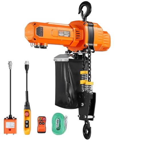 VEVOR 2-Speed Electric Chain Hoist 2200 lbs, G100 10ft Lifting Height, 120V 1-Phase Overhead Crane with 328ft Wireless & 8ft Wired Remote Control, Power Electric Hoist for Factory, Warehouse, Garage
