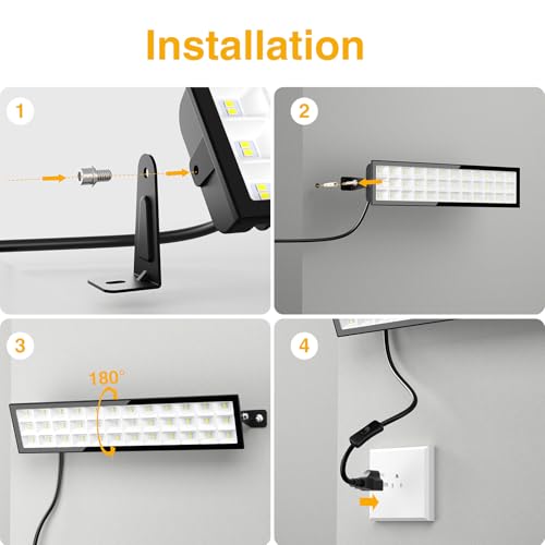 Onforu LED Shop Lights,100W 14000lm Ultra Bright LED Work Lights with Plug,6500K Daylight White Garage Light,IP66 Waterproof Lighting for Garage Warehouses Workshop(2 Pack)