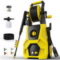 DECOKTOOL 5000PSI PowerWasher with 4 Quick Connect Nozzles, Foam Cannon for Car, Lane, Patio Cleaning, Hydro Jet Pressure Hose Water Wand for Gutter Patio Car Garden Window, Yellow