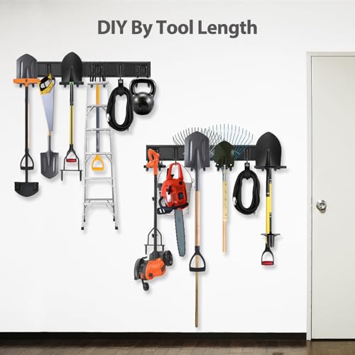 Waturis Garage Organizer - 64 Inch Wall Mount Tool Storage, 20PCs Heavy Duty Garden Tool Organizer with Adjustable Hooks, Max 900 lbs