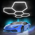 Litezone Hexagon Garage Lights: 168W 5 Grids LED Garage Lights - Easy Install 6500K Super Bright Honeycomb Light for Workshop Warehouse Car Detailing Shop Exhibition Hall Gym