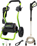 Greenworks 2000 PSI (1.1 GPM Max) Electric Power Washer (25°, 40°, Soap Nozzle) For Use On Decks, Fences, Concrete Patios, Sidewalks & More. Medium-Duty