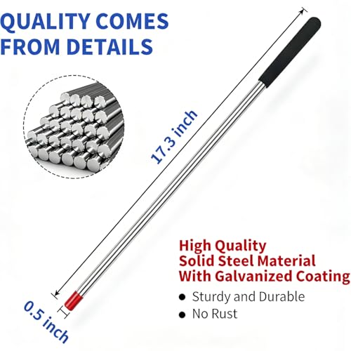 GarageSpringF2C Garage Door Winding Bars, 2-Pack 17.3-Inch Torsion Spring Tool with Non-Slip Handles, Solid Steel Winding Rods for Adjustment and Replacement