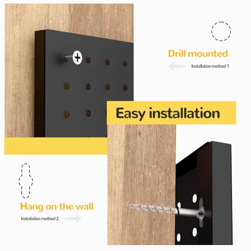 GEDELITE 4-Pack Heavy-Duty Metal Pegboard Organizer Kit - 16"x12" Black Steel Wall Control Panels with 8 Hooks for Garage Tools, Craft Rooms, and Home Office Storage