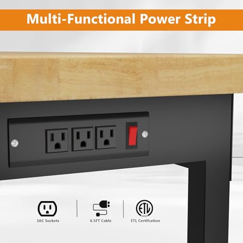 Pelnuies 48" Heavy Duty Work Bench with Drawers, Adjustable Height Workbench with Wheels, 2000 LBS Capacity Work Table with Power Outlets for Garage, Workshop, Office, Home