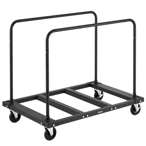 VEVOR Folding Table Cart, 1800LBS Heavy Duty Table Trolley with 5" Swivel Wheels, Drywall Dolly for Garage, Home, Warehouse, Party Event Hotel Furniture 10 Table Capacity, Black