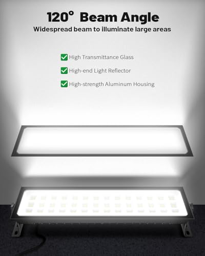 AGranTOP 2 Pack Linkable LED Shop Lights, 100W 15000LM 6000K Plug in Garage Light, 9.84ft Cord Built-in Outlet for Garage Workshop Warehouse Utility Room
