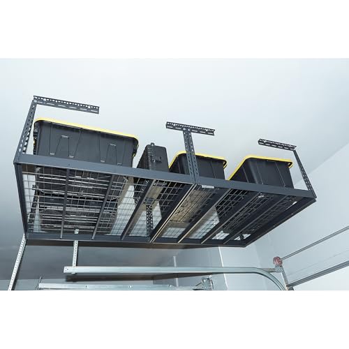 Klutch Overhead Garage Storage Rack — Adjustable Height, 96in.L x 48in.D x 23–37in.H